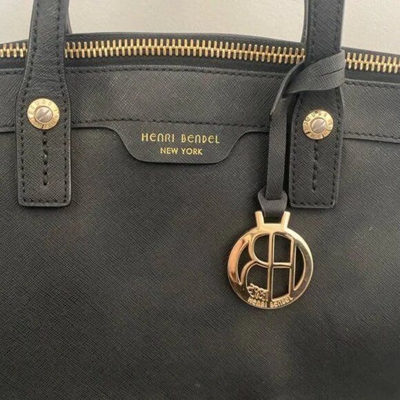 Classic Henri Bendel black saffiano leather satchel medium shoulder bag - Picture 4 of 5